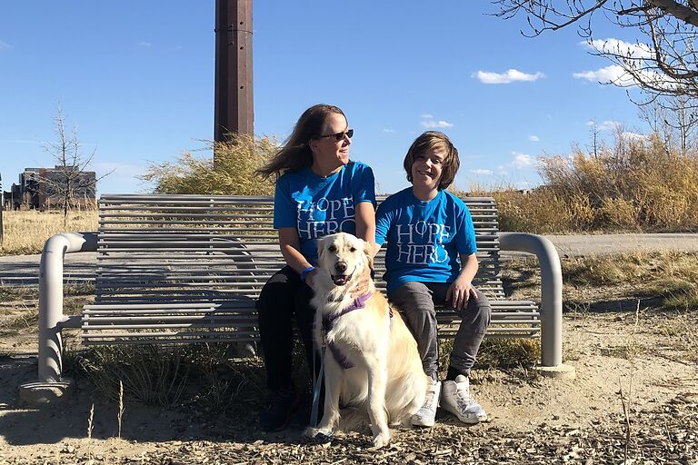 Elinor, A Grandparent's Story of Hope, with grandson and dog