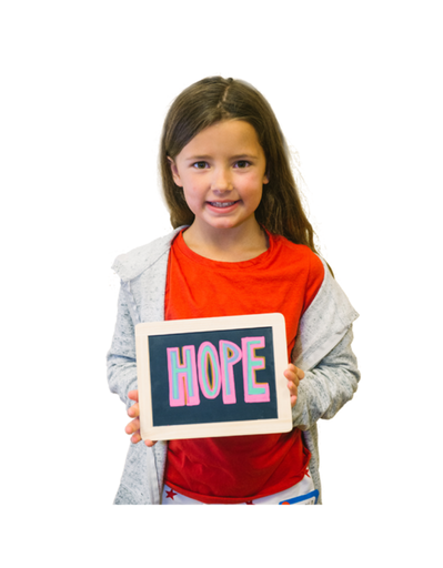kid holding hope sign